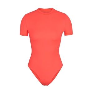SKIMS Bright Coral Short Sleeve Bodysuit